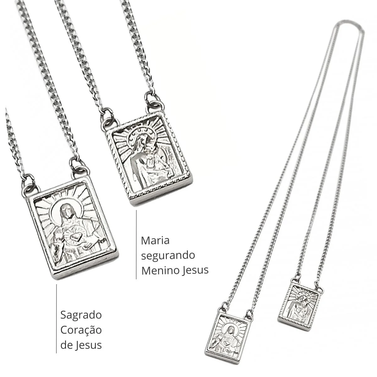 Men's Stainless Steel Scapular in Black or Silver, - Men's Necklace - Male Jewelry - Image 3