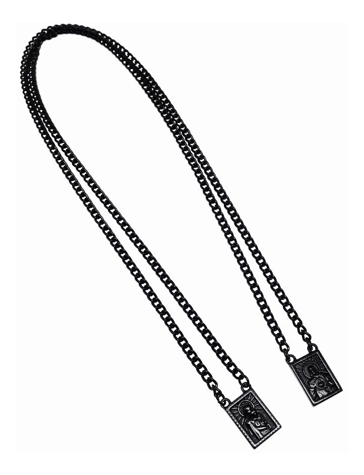Men's Stainless Steel Scapular in Black or Silver, - Men's Necklace - Male Jewelry - Image 5