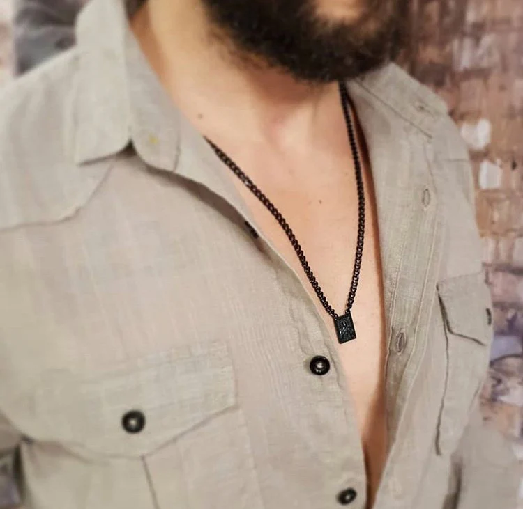 Men's Stainless Steel Scapular in Black or Silver, - Men's Necklace - Male Jewelry - Image 6
