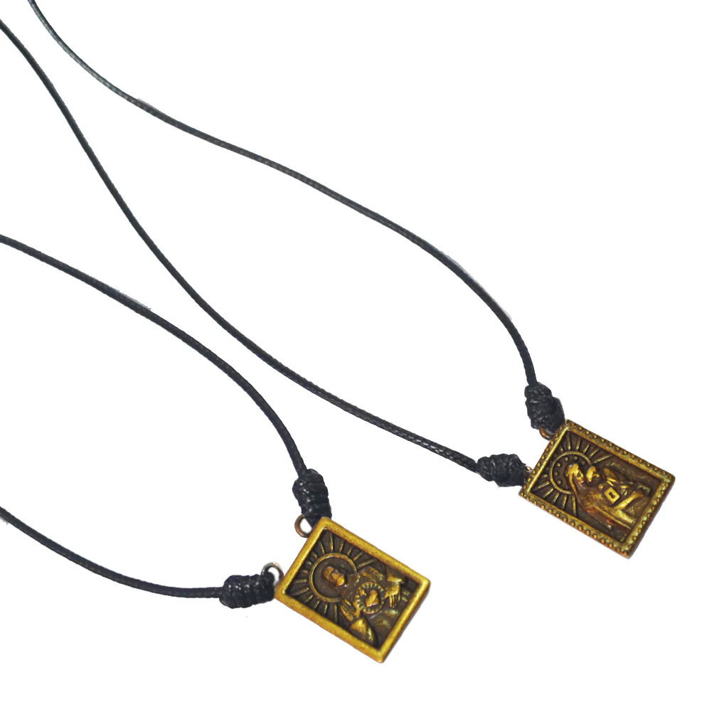 Male Scapular with Cord in 5 colors of Pendant Black, Silver, Vintage Gold, Gold, Graphite Scapular  - Men's Necklace - Male Jewelry - Image 11