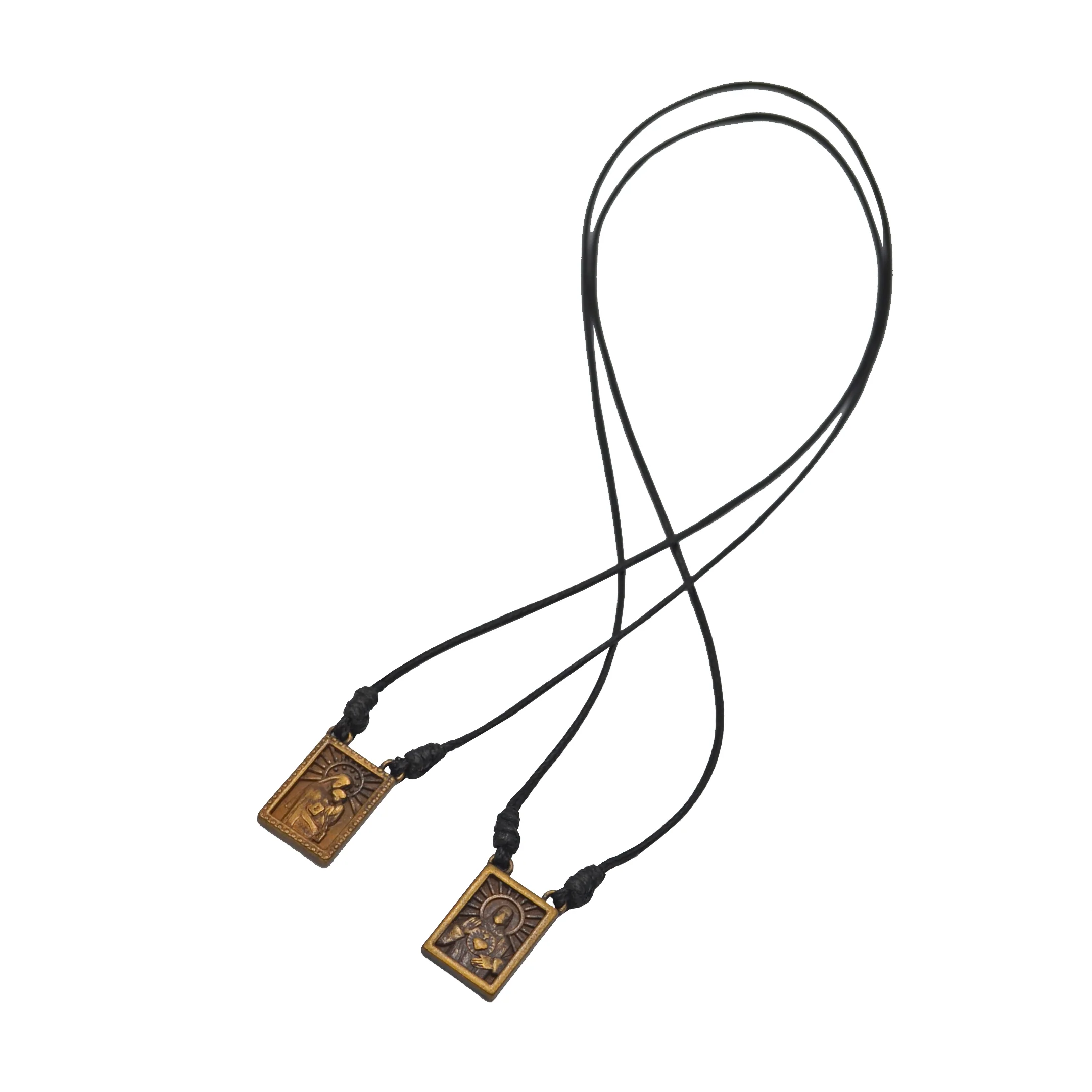 Male Scapular with Cord in 5 colors of Pendant Black, Silver, Vintage Gold, Gold, Graphite Scapular  - Men's Necklace - Male Jewelry - Image 7