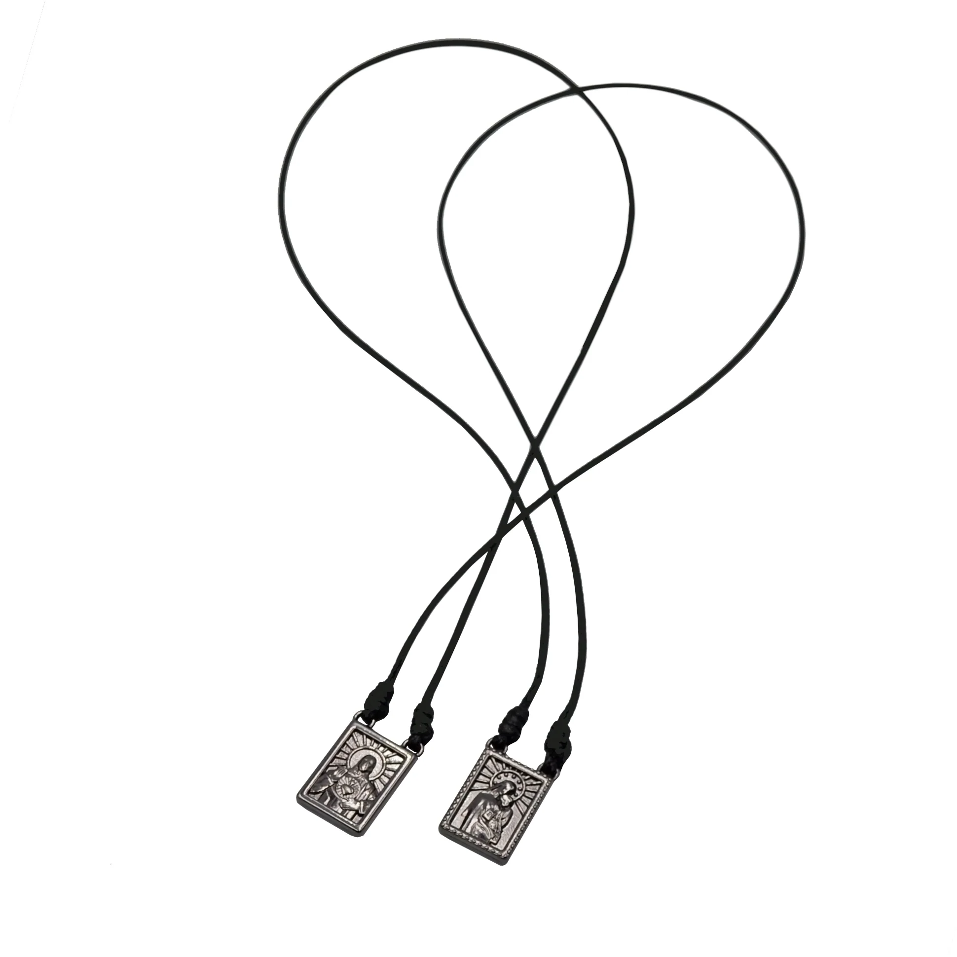 Male Scapular with Cord in 5 colors of Pendant Black, Silver, Vintage Gold, Gold, Graphite Scapular  - Men's Necklace - Male Jewelry - Image 8